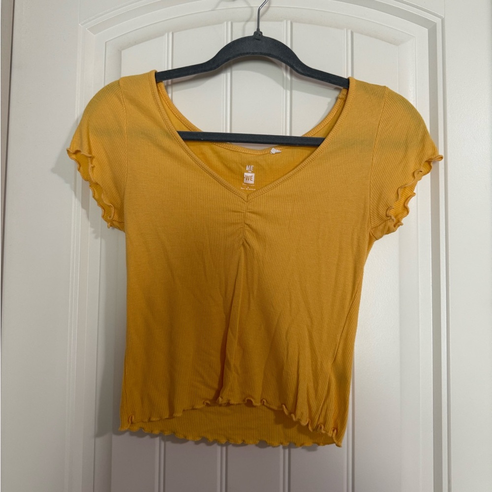 Yellow Ruched Crop Top